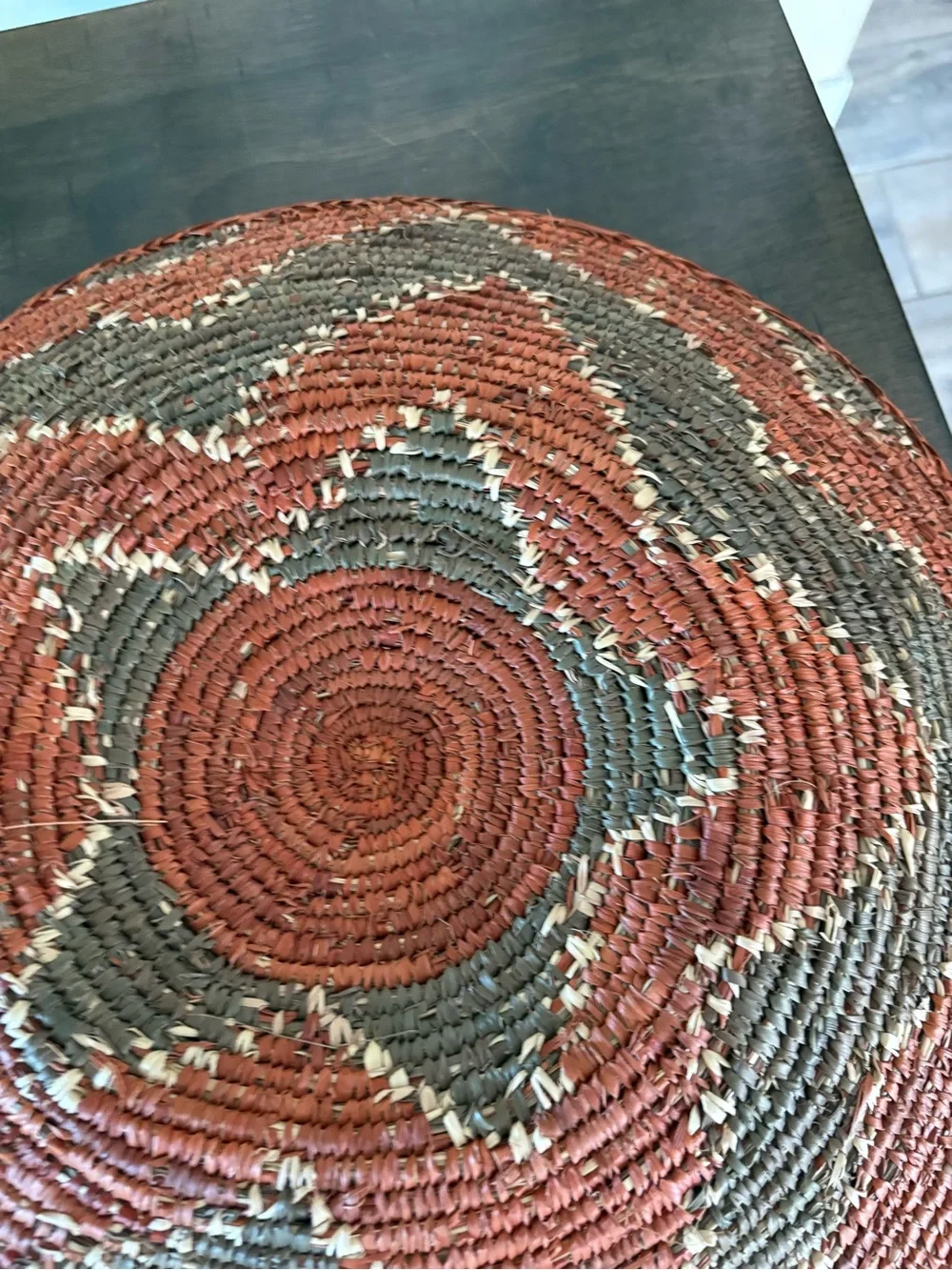 Handwoven Orange and Olive Star Pattern Decorative Basket - Home Accents